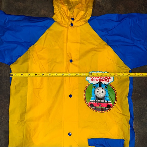 Thomas & Friends kids size 10 rain jacket hoodie 100% pvc back pack cover READ - Picture 4 of 14